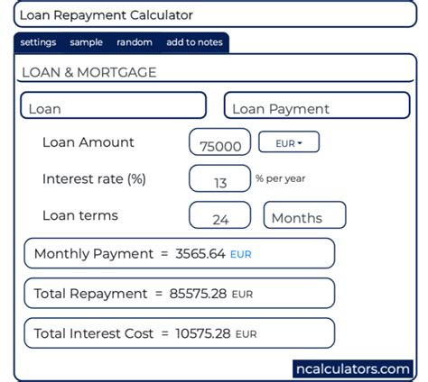 Monthly Payday Loans Repayment Calculator